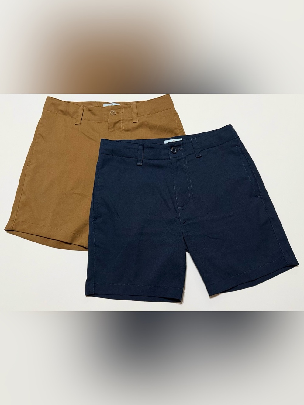 Class Club Boys Synthetic Shorts - Two-Pack Navy & Tobacco - Size 10